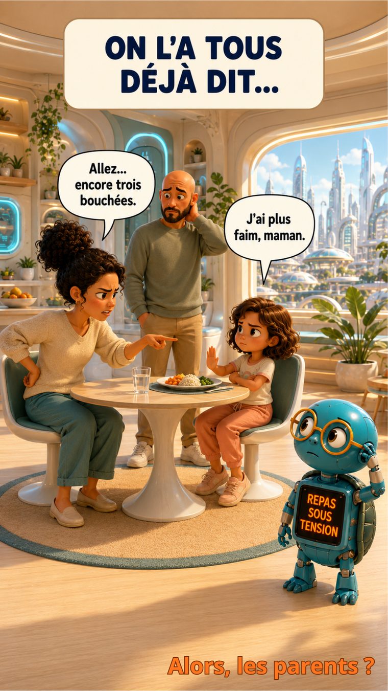 Un repas de famille qui se tend autour de l'assiette de l'enfant.